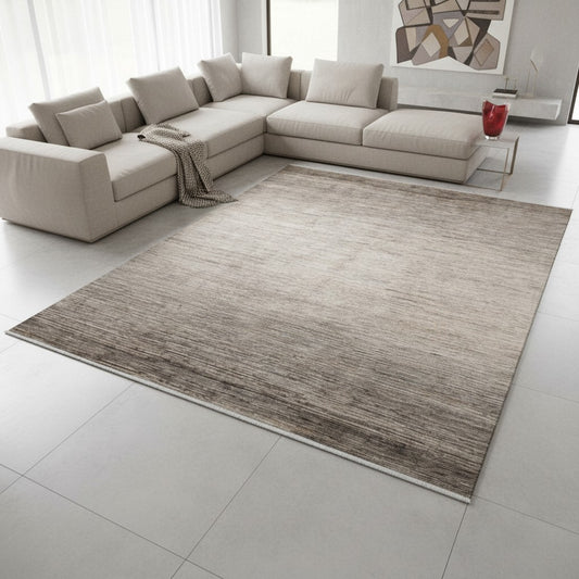 Tappeto moderno "Armonie Naturali", 357x273 cm, fondo beige con sfumature tono su tono, design semplice e contemporaneo, certificato di autenticità incluso.