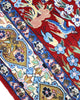 Tappeto Esfahan persiano “Giardino Incantato”, annodato a mano, fondo rosso melograno con alberi, cervi e uccelli, lana tinta vegetale, certificato di autenticità incluso.