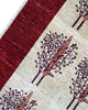 Tappeto moderno 214x145 cm Persia con fondo avorio, alberi stilizzati in sequenza e bordo bordeaux, tramato ed annodato a mano.