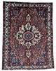 Elegante tappeto Bakhtiyari, 205x156 cm, con motivi floreali su fondo mattone antico. Annodato a mano in Persia, colori vegetali e cotone resistente.