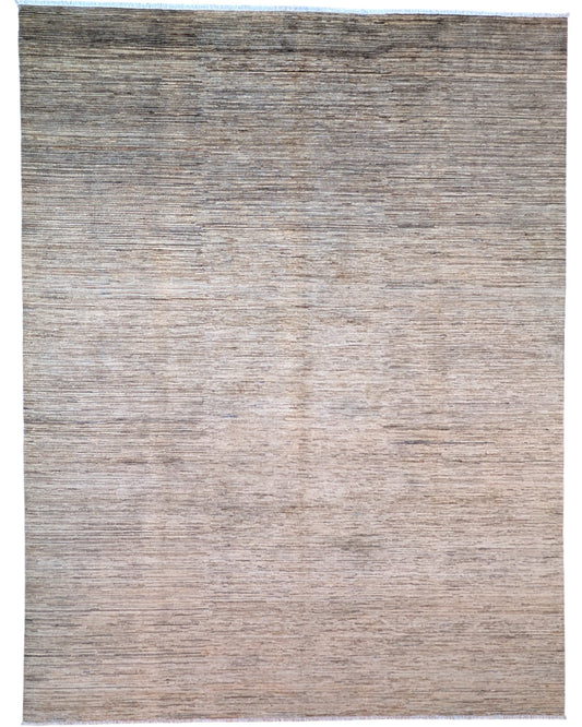 Tappeto moderno "Armonie Naturali", 357x273 cm, fondo beige con sfumature tono su tono, design semplice e contemporaneo, certificato di autenticità incluso.