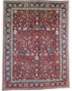Tappeto Tabriz rosso con motivi floreali persiani, annodato a mano in Persia con lana e cotone tinti con colori vegetali.