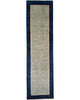 Tappeto moderno 232x81 cm annodato a mano in Persia, lana pregiata e colori vegetali, design minimal beige e blu.