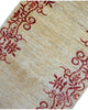 Tappeto Moderno 234x80 cm, Afghanistan, corridore con fondo beige–miele e decorazioni floreali rosse sui bordi, annodato a mano in lana vegetale.
