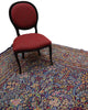 Tappeto Tabriz persiano 486x357 cm rettangolare, annodato a mano, con motivo floreale fitto multicolore su fondo azzurro e blu.