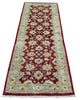 Tappeto Farahan afghano 250x80 cm rettangolare, annodato a mano, con fondo rosso, disegni floreali chiari e cornice decorata.