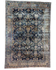tappeto persiano Kashan annodato a mano 362x247 cm blu notte con motivo floreale a tutto campo