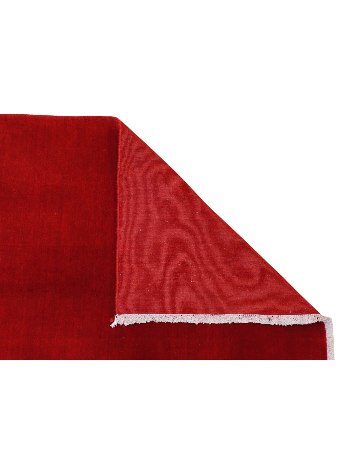 Tappeto moderno persiano 235x190 cm monocromatico rosso rubino, annodato a mano in lana e cotone.