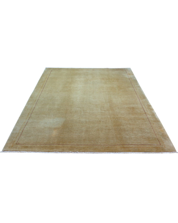 Tappeto Moderno persiano 298x200 cm con fondo beige chiaro uniforme e bordo sottile, tramato ed annodato a mano.