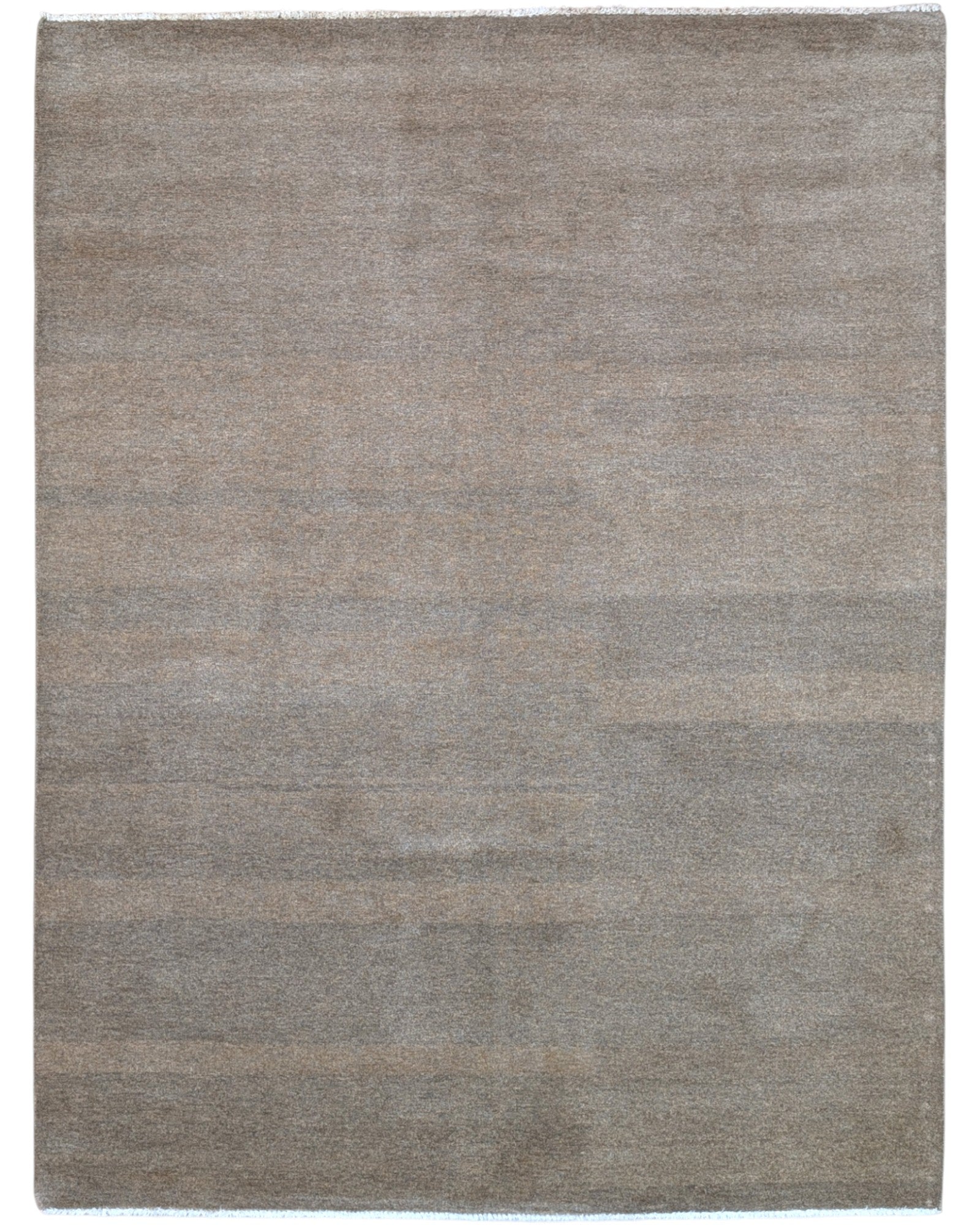 Tappeto moderno 183x138 cm annodato a mano, in lana e cotone, con sfumature grigio e taupe dal design minimalista.
