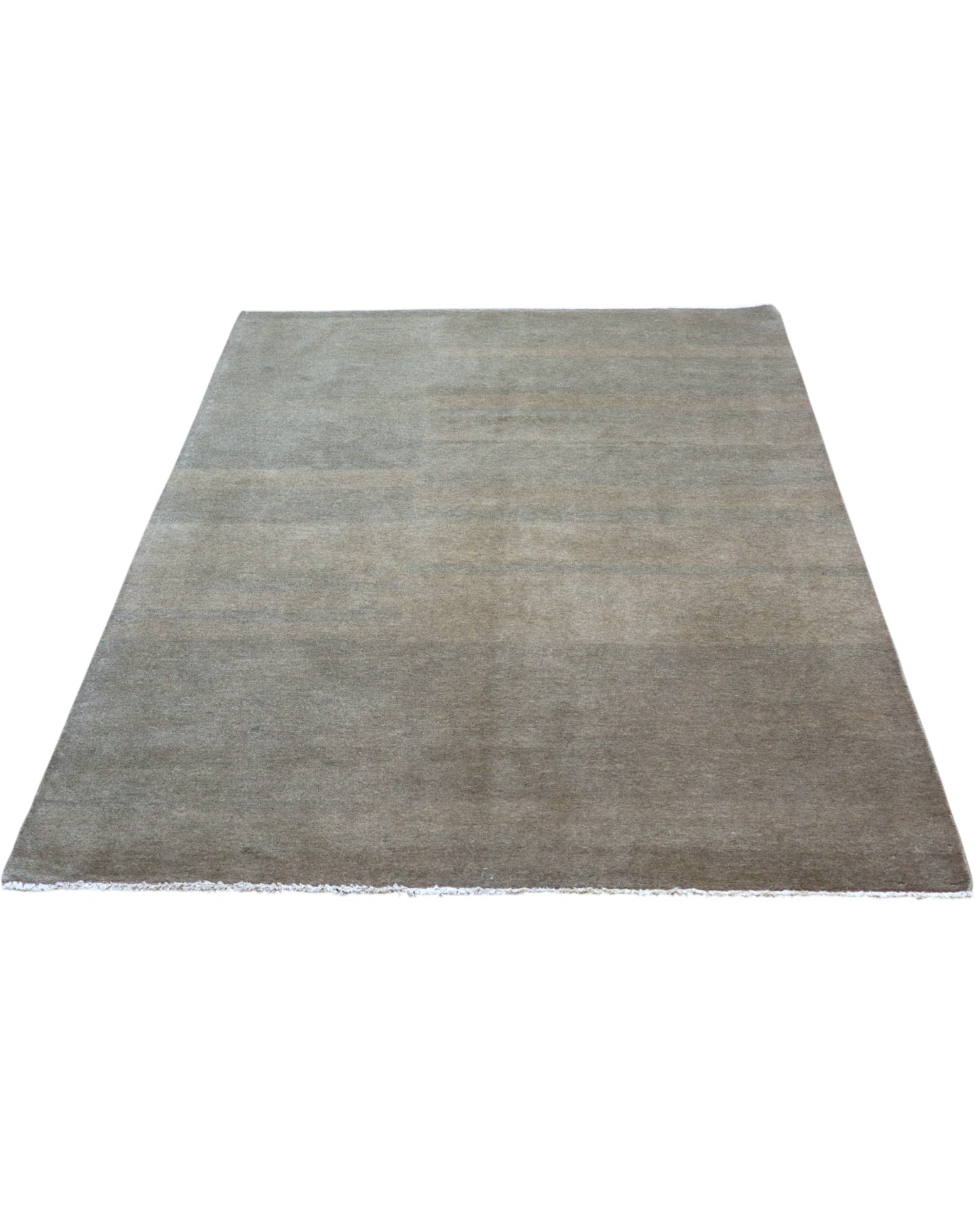 Tappeto moderno 183x138 cm annodato a mano, in lana e cotone, con sfumature grigio e taupe dal design minimalista.