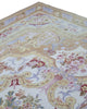 Tappeto Aubusson Cina 316x241 cm con fondo avorio e motivi floreali in beige, oro e pastello, tramato ed annodato a mano, provenienza Cina.