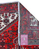 Tappeto Hamedan 191x126 cm annodato a mano, rettangolare, fondo rosso con dettagli geometrici, realizzato in cotone e lana con colori vegetali.