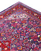 Tappeto Jozan 203x131 cm persiano, annodato a mano, fondo blu e rosso con medaglione centrale e motivi floreali ricchi di dettagli.