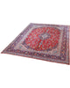 tappeto persiano Kashan annodato a mano 414x295 cm rosso con medaglione centrale e motivi floreali