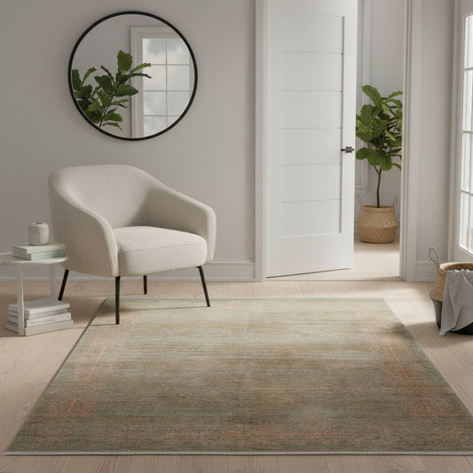 Tappeto Moderno 163x127 cm, lana annodata a mano, fondo grigio-marrone con decorazioni tono su tono aranciate.