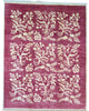 Tappeto moderno 225x178 cm Persia con fondo bordeaux e motivi floreali in avorio, annodato a mano in lana e cotone.