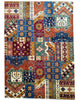 Tappeto moderno 241x173 cm Afghanistan, patchwork multicolore con motivi geometrici, tramato ed annodato a mano.
