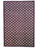 Tappeto moderno 295x199 cm Persia con motivi geometrici a rombi avorio su fondo bordeaux, annodato a mano in lana naturale.