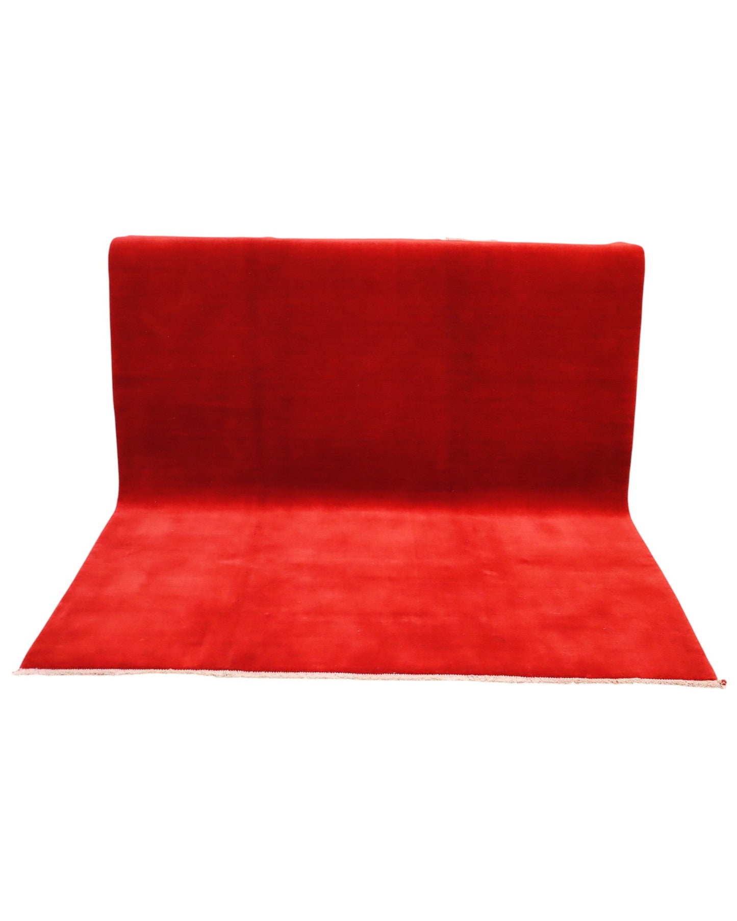 Tappeto moderno persiano 235x190 cm monocromatico rosso rubino, annodato a mano in lana e cotone.