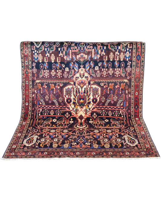 Tappeto Afshari blu e bordeaux 225x167 cm con motivi geometrici