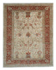 Tappeto Ziegler Farahan 191x153cm annodato a mano con campo beige e bordura rosso mattone decorata da motivi floreali.