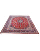 tappeto persiano Kashan annodato a mano 414x295 cm rosso con medaglione centrale e motivi floreali