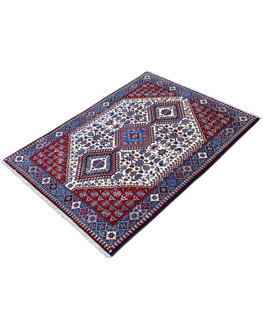 Tappeto Yalameh 151x110 cm in lana e cotone, ideale per ingresso.