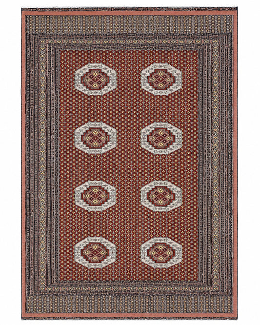 Tappeto Bukhara 276x188 cm Rosso Ruggine e Grigio Geometrico