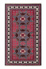 Tappeto Kazak 181x113 cm Rosso Blu e Avorio Geometrico