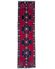Corsia Hamedan persiana, fondo blu con disegno geometrico, annodato a mano, 284x76 cm.
