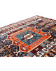 Tappeto Khorasan persiano annodato a mano 187x128 cm in lana con colori vegetali, medaglione centrale geometrico, blu notte mattone beige, autentico tappeto orientale con certificato.
