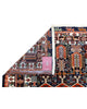 Tappeto Khorasan persiano annodato a mano 187x128 cm in lana con colori vegetali, medaglione centrale geometrico, blu notte mattone beige, autentico tappeto orientale con certificato.
