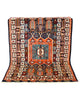 Tappeto Khorasan persiano annodato a mano 187x128 cm in lana con colori vegetali, medaglione centrale geometrico, blu notte mattone beige, autentico tappeto orientale con certificato.