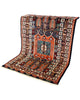 Tappeto Khorasan persiano annodato a mano 187x128 cm in lana con colori vegetali, medaglione centrale geometrico, blu notte mattone beige, autentico tappeto orientale con certificato.