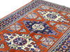 Tappeto Ardabil persiano annodato a mano 183x138 cm in pura lana con colori vegetali, motivo geometrico centrale, rosso mattone beige e blu, autentico tappeto orientale con certificato.