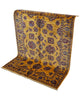 Tappeto Farahan Ziegler oro e blu notte, annodato a mano in Afghanistan. Realizzato in lana e cotone con colori vegetali, unisce eleganza floreale e tradizione artigianale.
