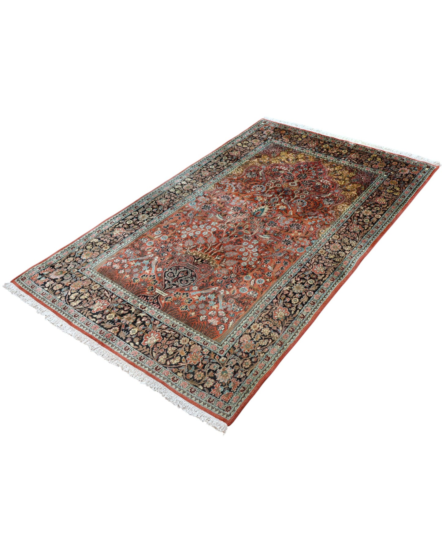 Indian silk rug 195x120cm