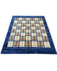 Tappeto moderno 192x147 cm, astratto con blocchi di colore ruggine, blu, viola, fondo beige, design esclusivo, certificato di autenticità incluso.