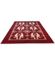 Tappeto 340x250 cm con uccelli avorio su fondo bordeaux per zona living di pregio.