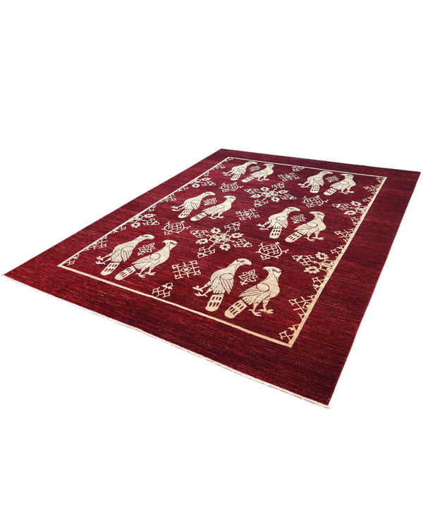 Tappeto moderno 340x250 cm rosso bordeaux per ambiente elegante e ricercato.