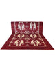 Tappeto elegante 340x250 cm bordeaux con simboli geometrici per grandi spazi.