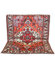 Tappeto Hamedan rosa antico con cornice beige e motivi geometrici, annodato a mano in Persia in lana e cotone con colori vegetali.