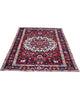 Tappeto Bakhtiyari annodato a mano, 214 x 149 cm, fondo rosso vinaccia con motivi decorativi raffinati.