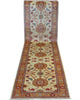 Tappeto Ziegler afgano, beige con design decorativo, annodato a mano, 338x81 cm.