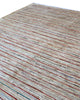 Tappeto moderno 240x204 cm Persia con fondo chiaro e linee sottili multicolore, annodato a mano in lana e cotone.