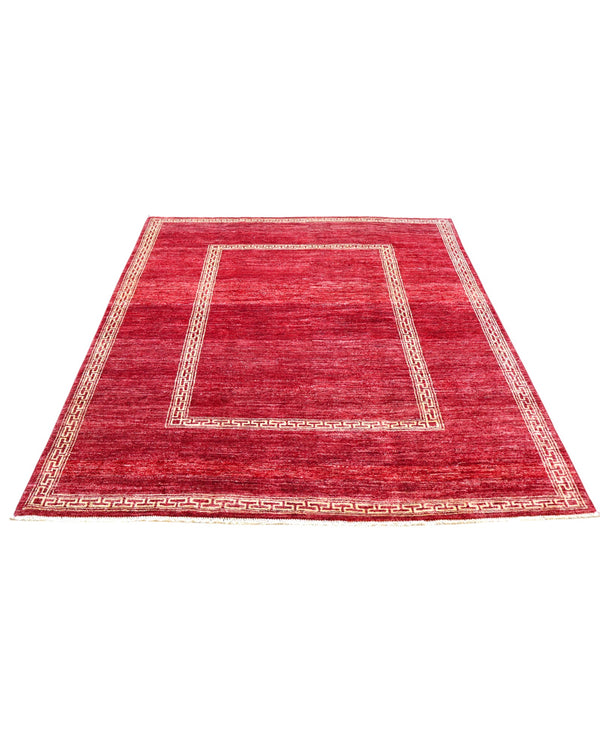 Tappeto per soggiorno 236x142 cm bordeaux in stile moderno geometrico.