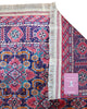 Tappeto Bukhara 300x200 cm con fondo rosa e blu, motivi geometrici e medaglioni stilizzati, tramato ed annodato a mano, provenienza Bukhara.