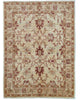 Tappeto Farahan beige annodato a mano in Afghanistan, in lana e cotone con colori vegetali naturali e motivo floreale delicato.