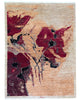 Tappeto moderno 200x151 cm, design "Papavero nel Vento" in rosso, beige e nero, annodato a mano, certificato di autenticità incluso.